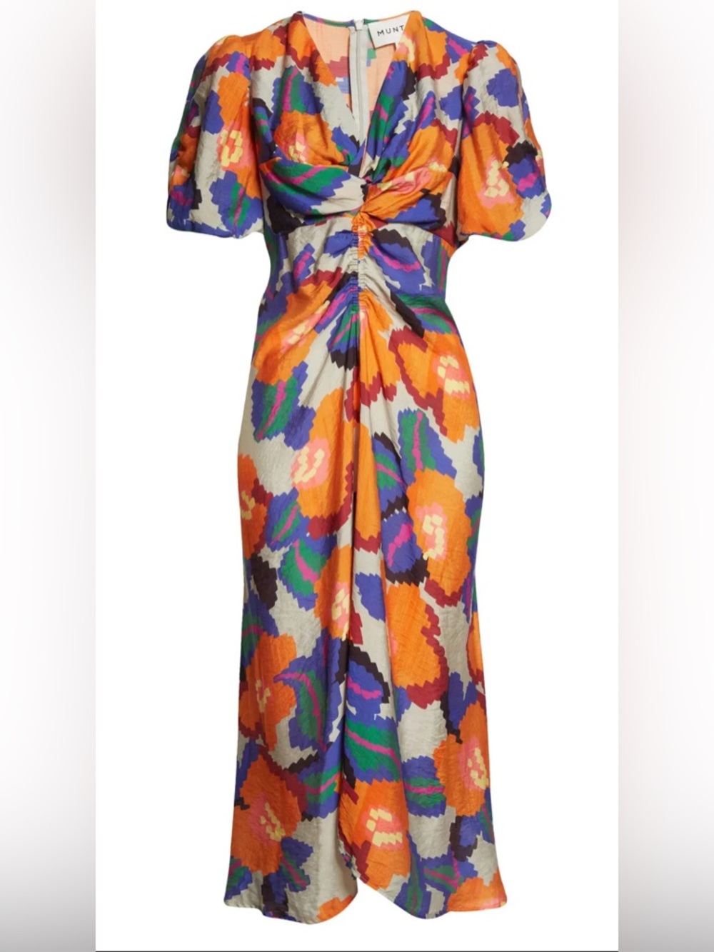 Munthe Gowny Ruched Puff Sleeve Dress SM